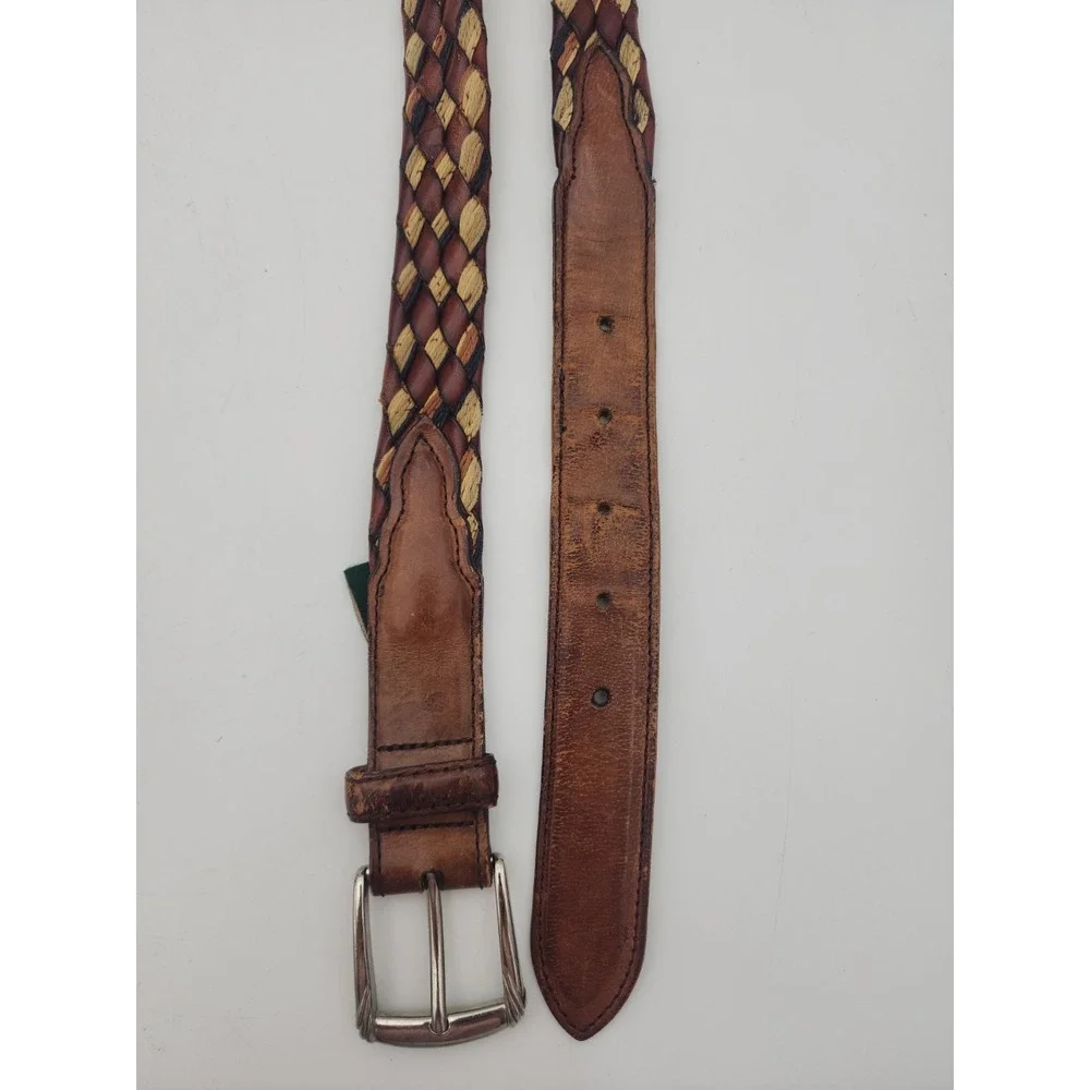 Vintage Cole Haan Woven Fabric & Braided Leather Belt 40/100 Mens 43